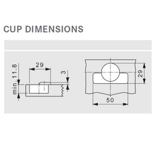 Tiomos Self-Closing Hinge, Screw-On - Mini 95°