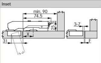 Tiomos Soft-Close Hinge, Dowel 90° (Blind Corner)