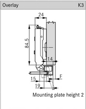 Tiomos Soft-Close Hinge for Aluminum Frame Doors, Screw-On 110°