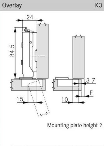 Tiomos Soft-Close Hinge, Dowel 110°