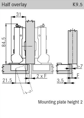 Tiomos Soft-Close Hinge, Dowel 110°