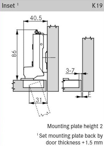 Tiomos Soft-Close Hinge, Dowel 110°