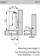 Tiomos Self-Close Hinge, Dowel 110°