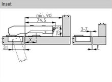 Tiomos Self-Close Hinge, Dowel 90° (Blind Corner)